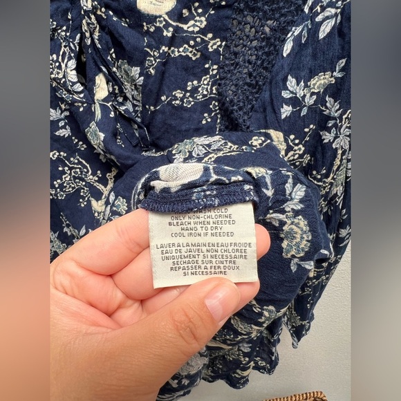 Denim & Supply Ralph Lauren Navy Floral Bell Sleeves Blouse - Picture 3 of 6